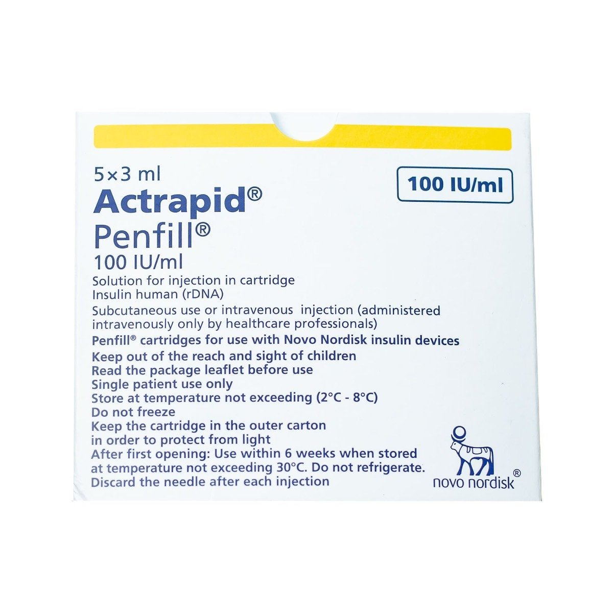 Actrapid Penfill 3 ml 100 IU-ml - 5 Cartridge - Bloom Pharmacy
