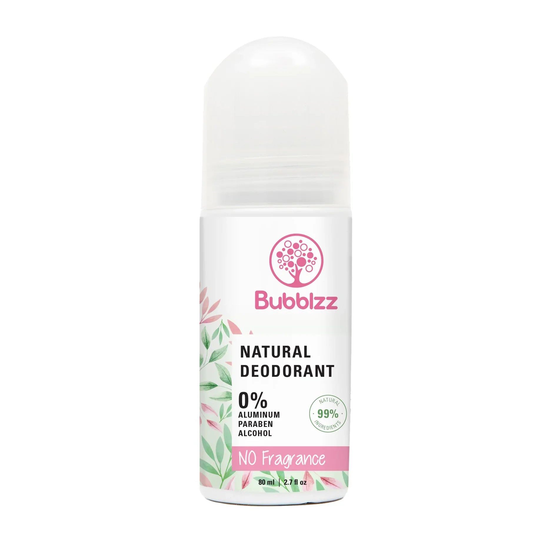 Bubblzz All Natural No Fragrance Roll On Deodorant - 80ml - Bloom Pharmacy