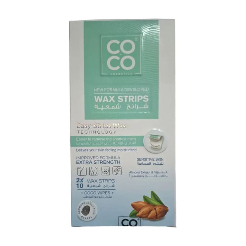 Coco Wax Strips Almond Extract & Vitamin A For Sensitive Skin - 10 Pcs - Bloom Pharmacy