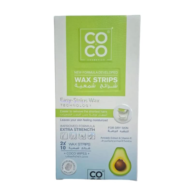 Coco Wax Strips Avocado Extract & Vitamin E For Dry Skin - 10 Pcs - Bloom Pharmacy