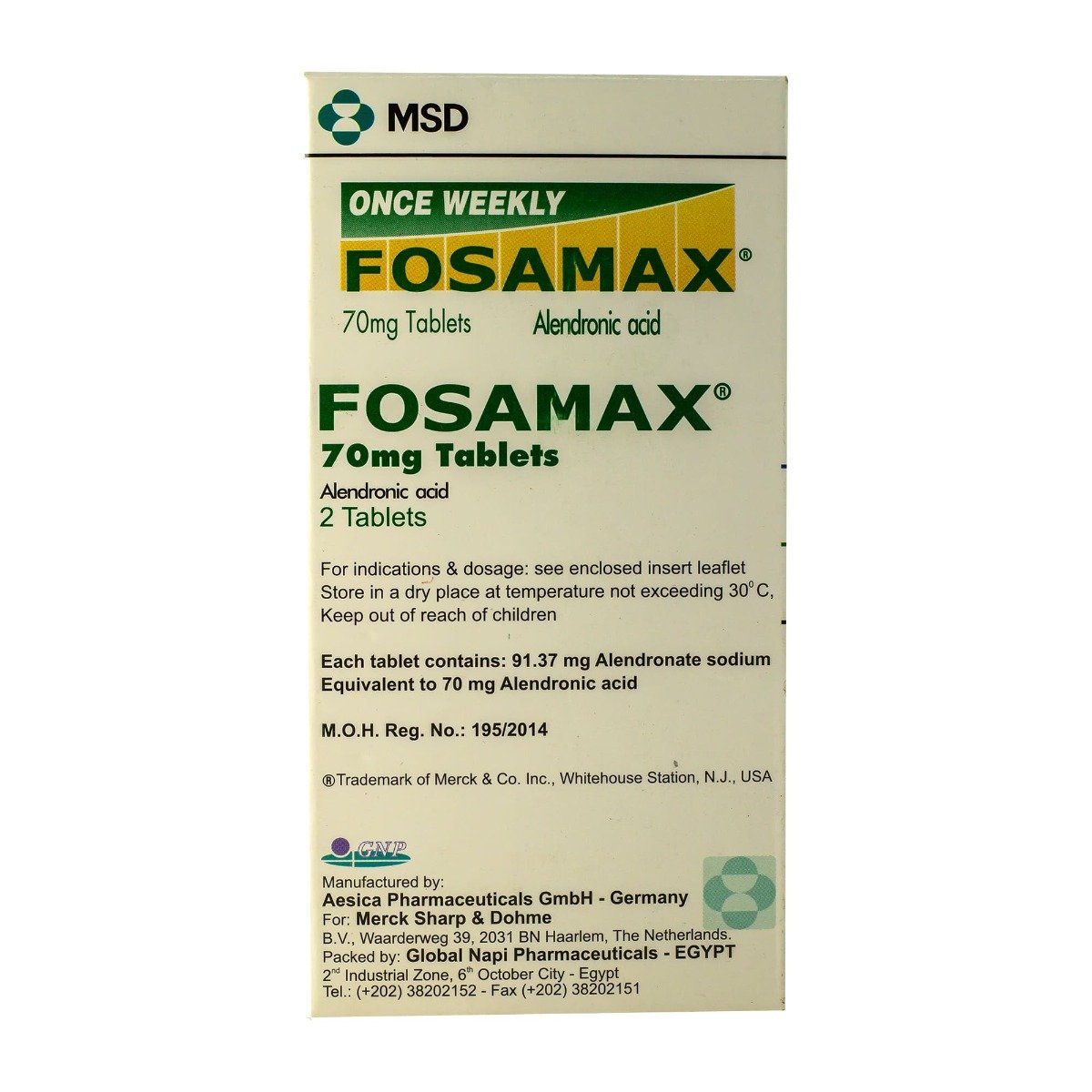 Fosamax 70 mg - 2 Tablets - Bloom Pharmacy