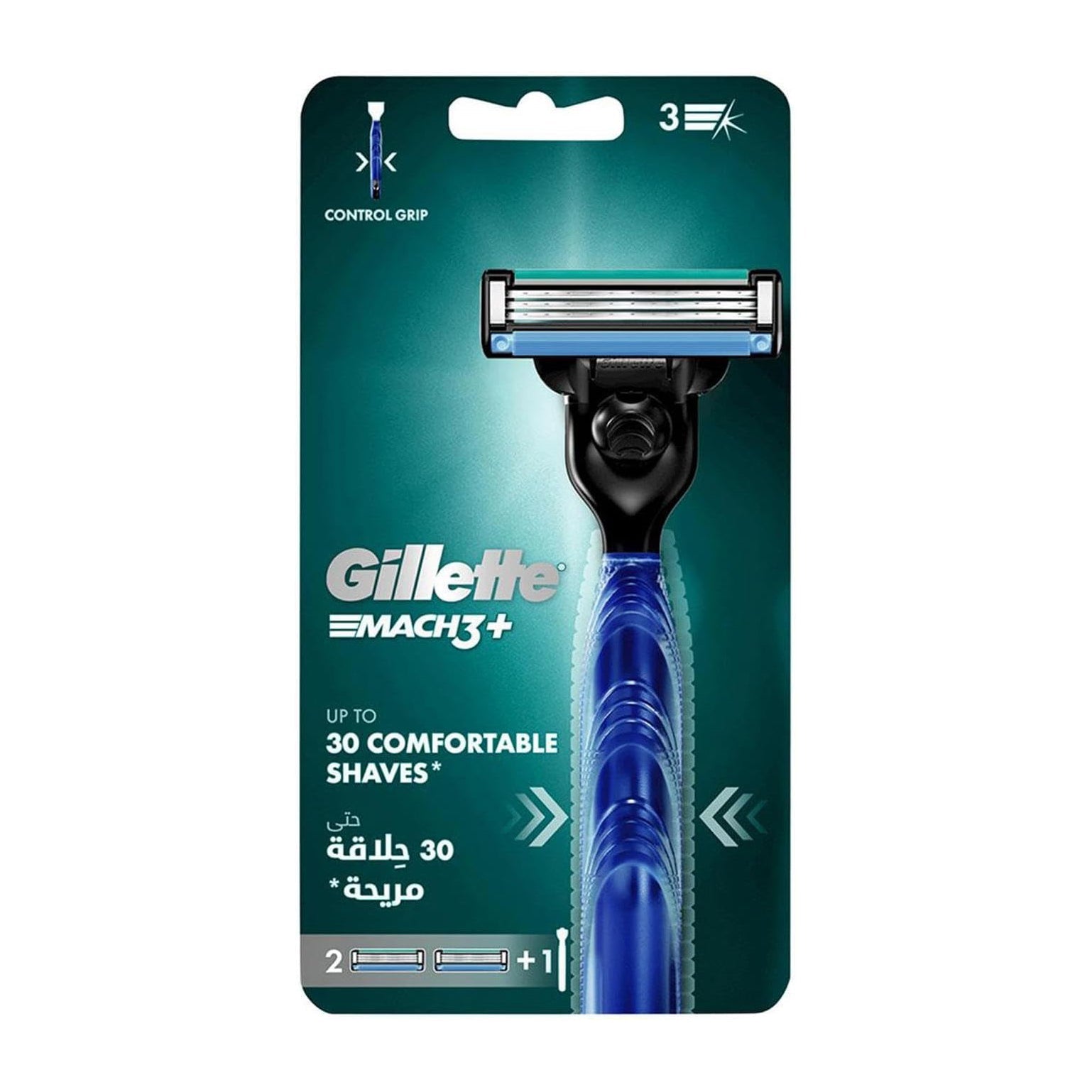 Gillette Mach 3+ Men Razor - 2 Blades - Bloom Pharmacy