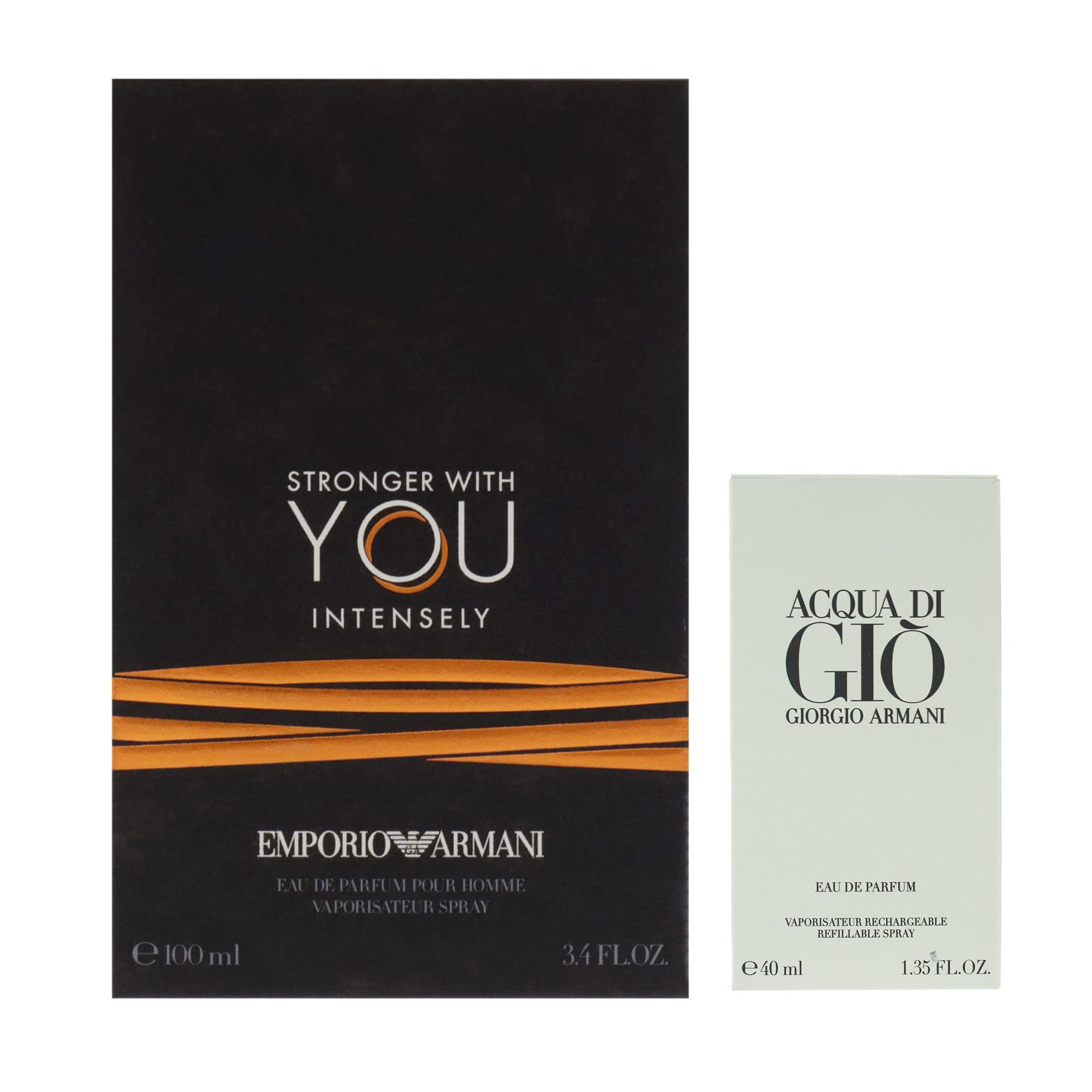 Giorgio Armani Emporio Stronger With You Intensely EDP 100ml + Acqua Di Gio Refillable Parfum 40ml For Men Gift Set - Bloom Pharmacy