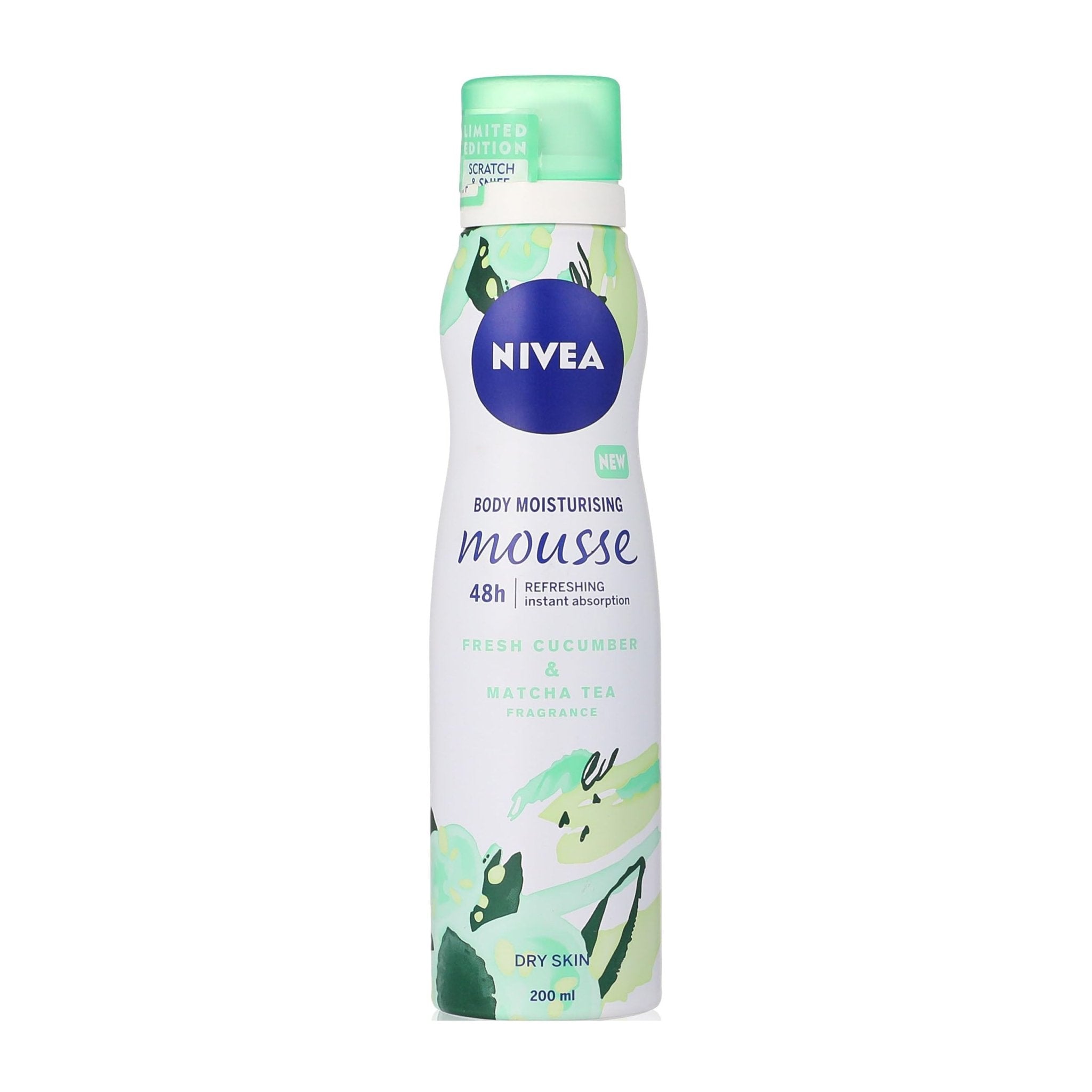 Nivea Cucumber and Matcha Tea Body Moisturising Mousse Spray For Dry Skin - 200ml - Bloom Pharmacy