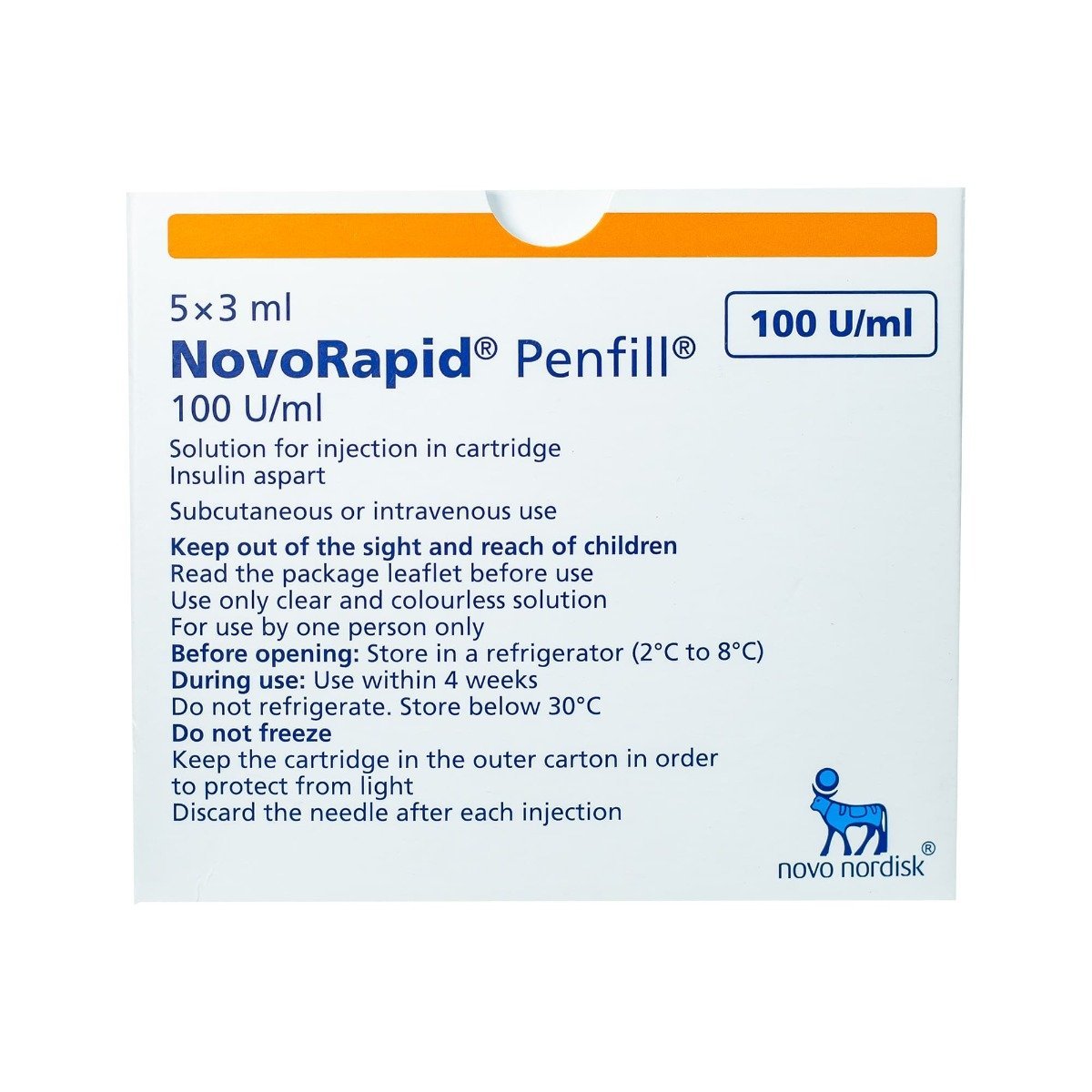 Novorapid Penfill 100 IU-ml 3 ml - 5 Cartridges - Bloom Pharmacy