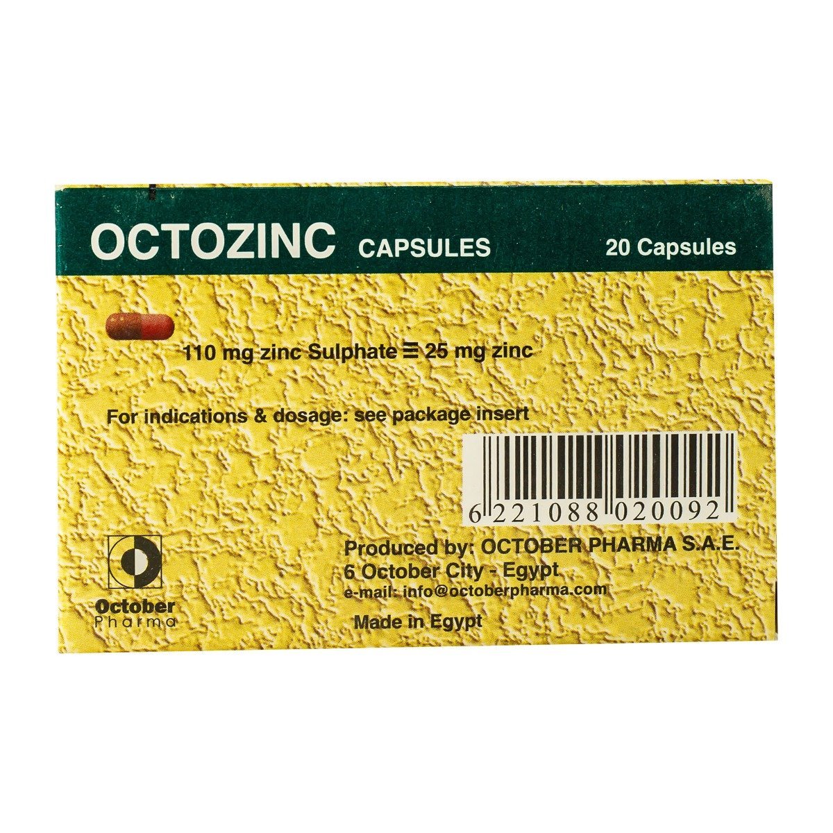 Octozinc 25 mg - 20 Capsules - Bloom Pharmacy