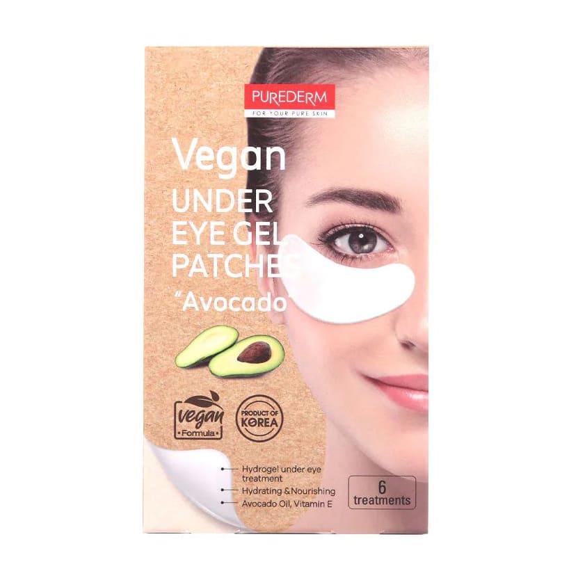 Purederm Vegan Under Eye Gel Patches Avocado Mask - 6 Treatments - Bloom Pharmacy